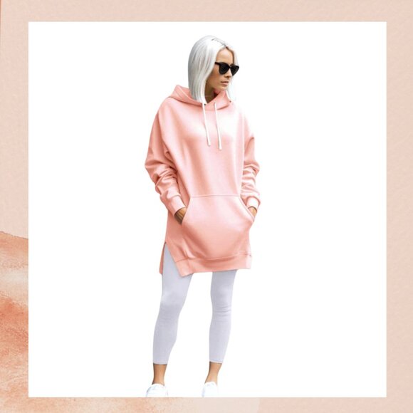 Pink Warmy Tunic Hooded Sweatshirt - Picture 1 of 5